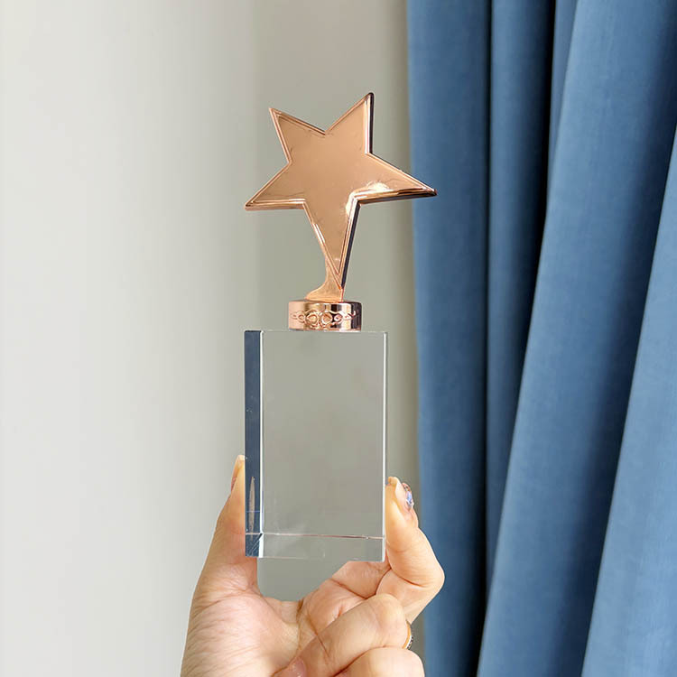 Gold Silver Bronze Metal Star Crystal Trophy Awards MH-MJ0886