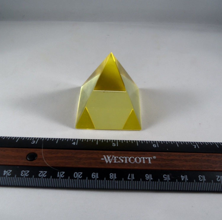 Red Green Yellow clear Crystal Pyramid Statue Cut Glass Ornament MH-F0559