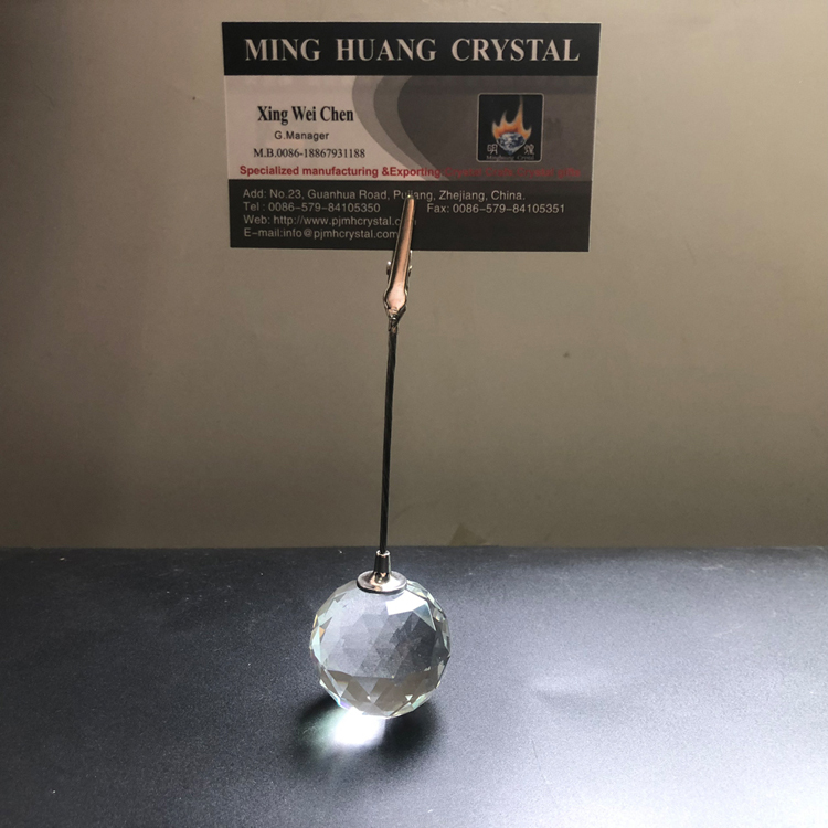 Cut Crystal Ball Photo Place Name Card Holder MH-B0374