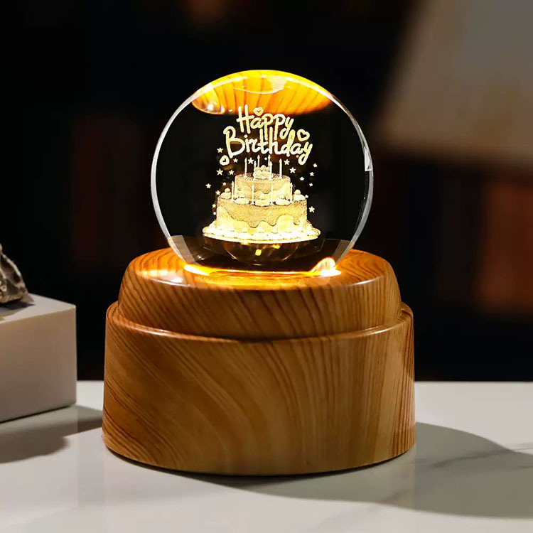 Light up Crystal Laser Milky Way Saturn Ball with Rotating Plastic Led Light Base MH-Q0274
