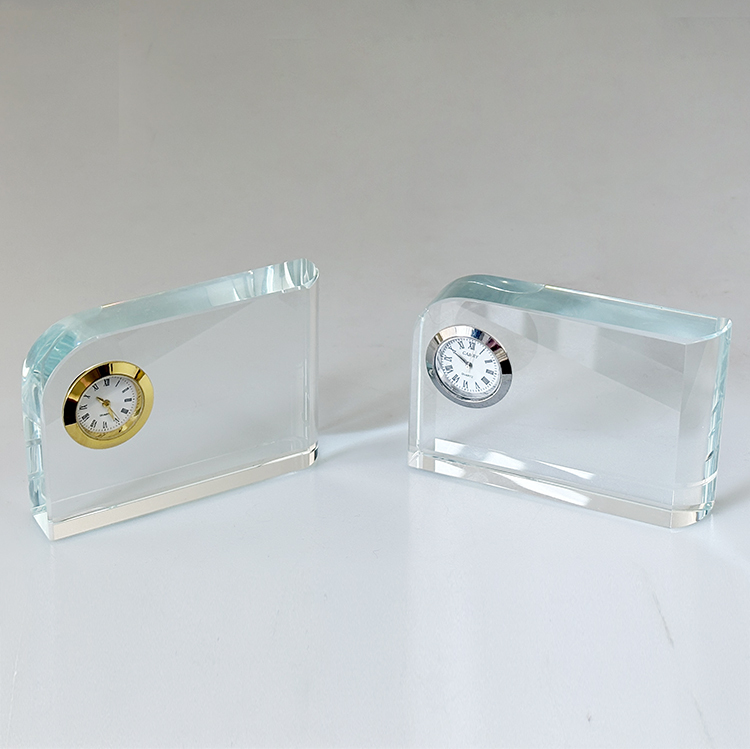 Optical Rectangle Glass Crystal Desk Clock MH-C0214