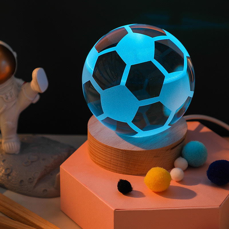 Small Night Light Basketball Football with Wooden Led Light Base MH-Q0265