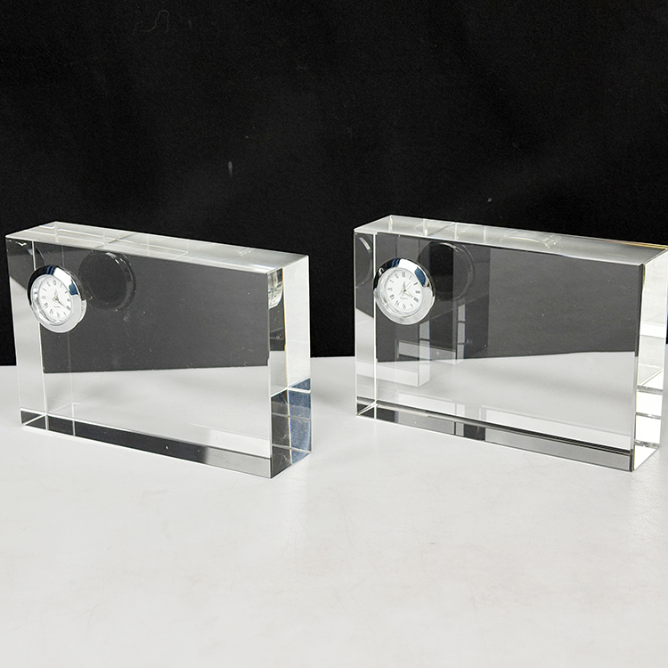 Optical Rectangle Glass Crystal Desk Clock MH-C0219