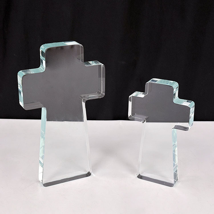 15cm 20cm Height Clear Crystal Glass Standing Cross MH-15559