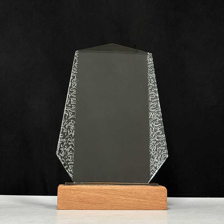 Blank Diamond Plaque Crystal Trophy with Wooden Base  MH-LJ0721
