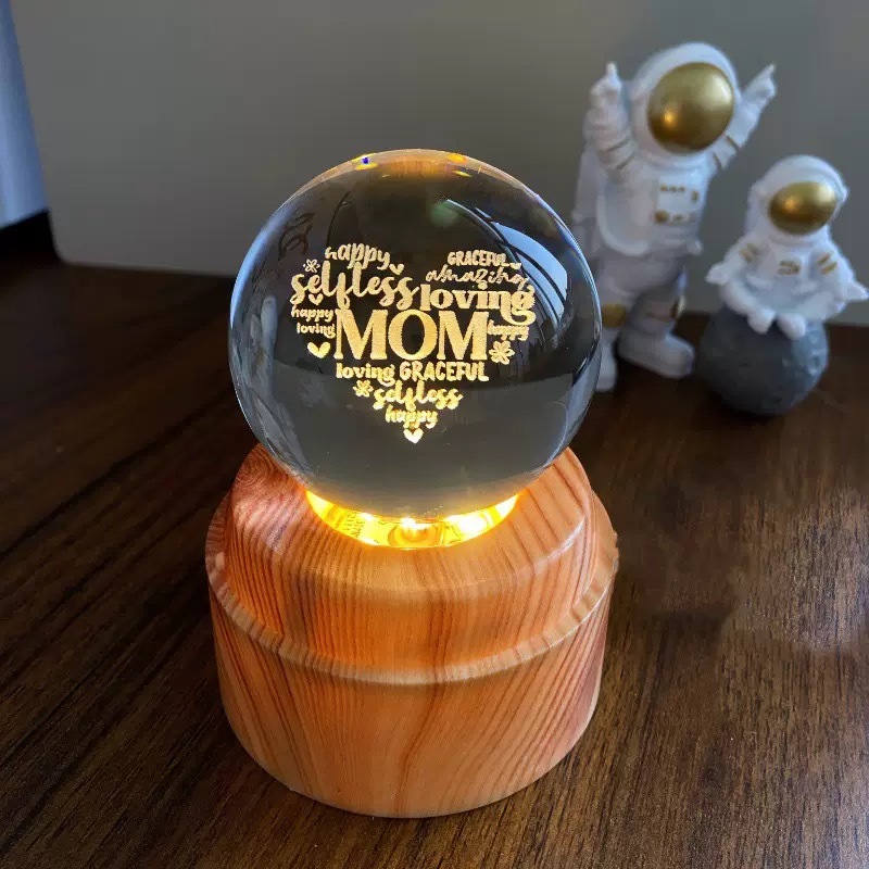 Light up Crystal Laser Milky Way Saturn Ball with Rotating Plastic Led Light Base MH-Q0274