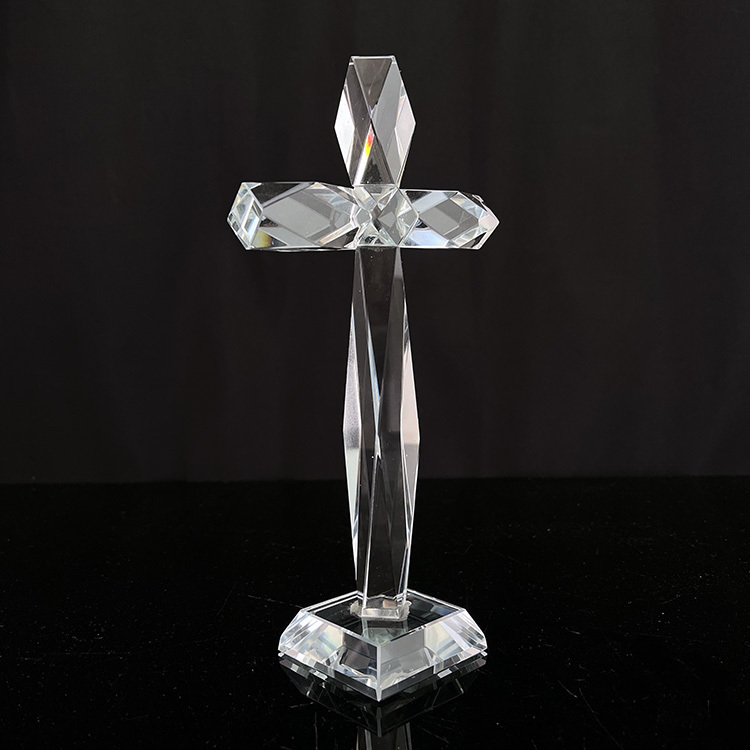 Clear Glass Standing Crystal Cross MH-15547
