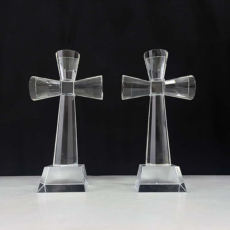 10x19cm Clear Crystal Glass Standing Cross MH-15554