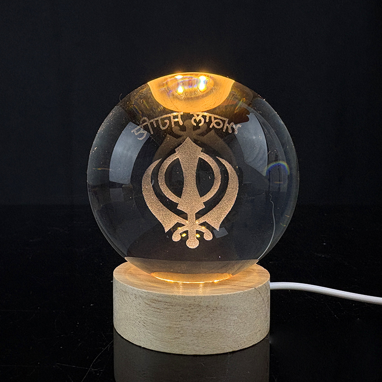 Custom Golden Temple Crystal Ball 3D Laser Engraved Religious Night Light Glass Ball Decor Souvenir Gifts MH-Q0295