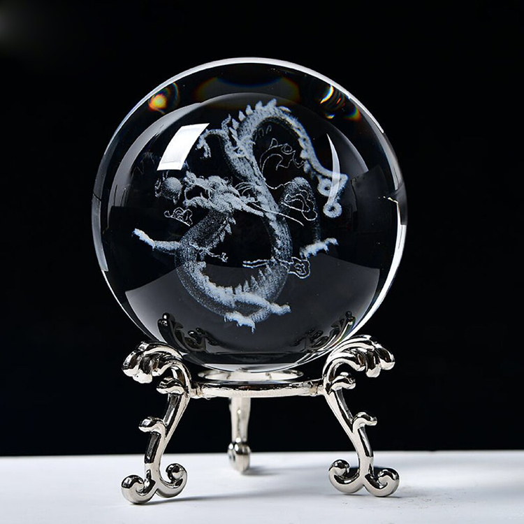 Laser Crystal Ball  Sphere with Metal Stand MH-Q0248