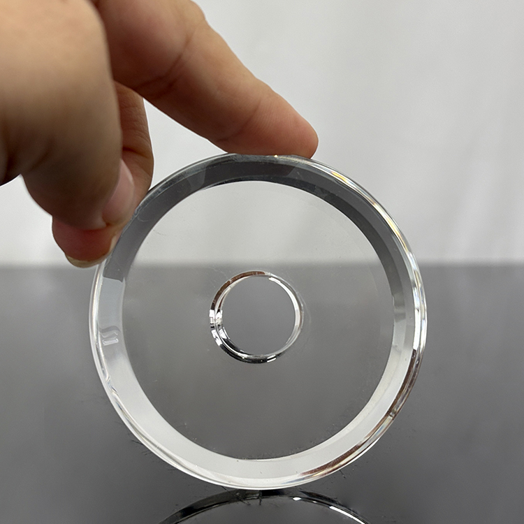 Blank Clear Round Shape Crystal Disc Paperweight with Hole for Candle Holder or Trophy MH-F0699