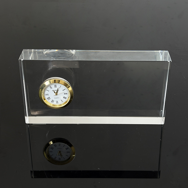 Optical Rectangle Glass Crystal Desk Clock MH-C0216