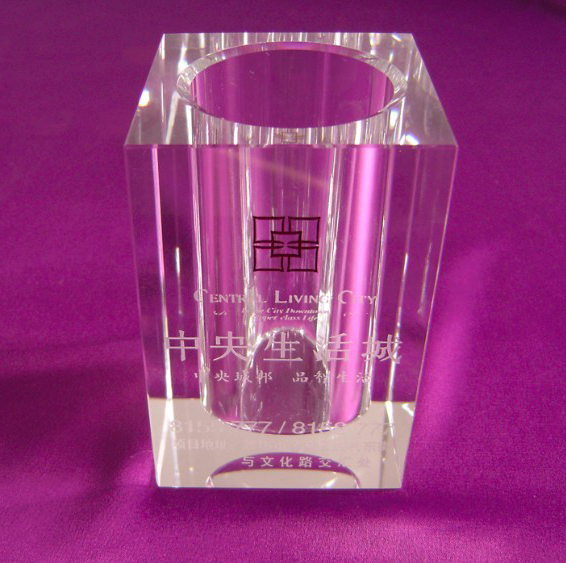 Glass Crystal Pen Holder with Engraved logo MH-B0170