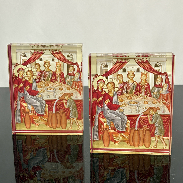 Personalized Holy Family rectangle Shape Glass Crystal Paperweight MH-F0671