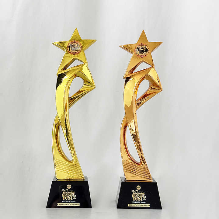 Gold Bronze Resin Star Crystal Plaque Crystal Trophy Award MH-LJ0450