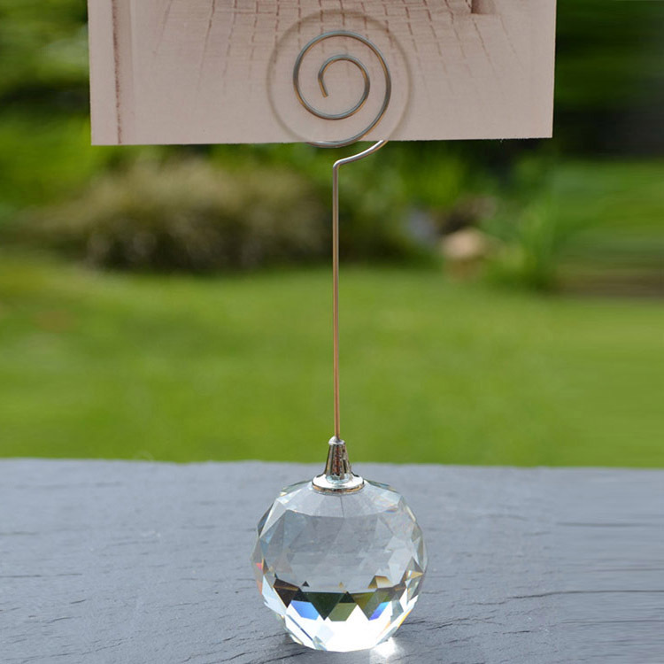 Cut Crystal Ball Photo Place Name Card Holder MH-B0329