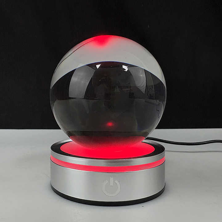 Light up Blank Crystal Ball with Silver Plastic Led Light Base