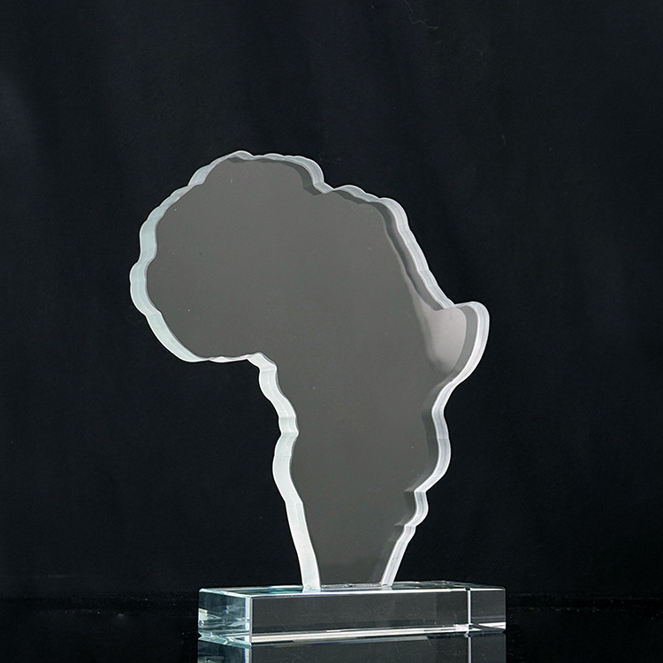 Water Cutting Africa Shape Jade Glass Crystal Trophy MH-J0584