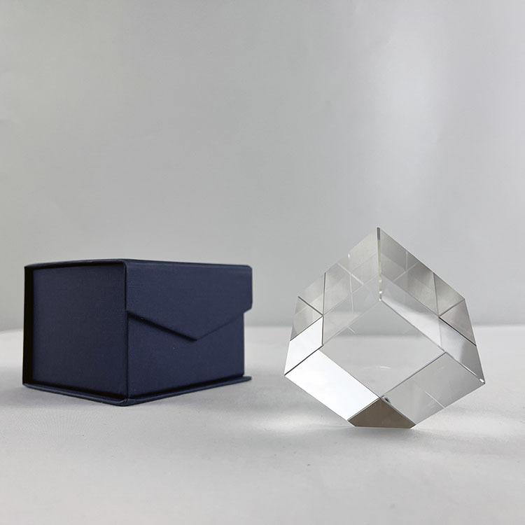 GEOMETRIC Blank Crystal Glass Cube Paperweight with Cutting Corner MH-F0536