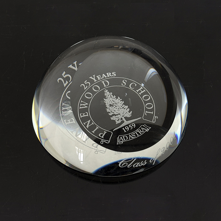 Slanted Crystal Magnifying Glass Dome Paperweight MH-F0615