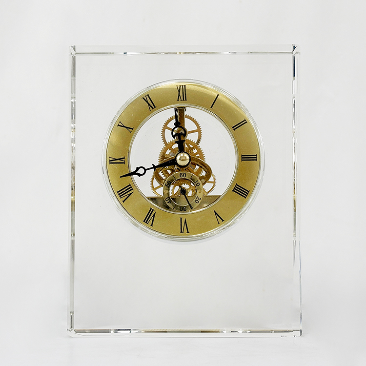 Optical Rectangle Glass Crystal Desk Clock