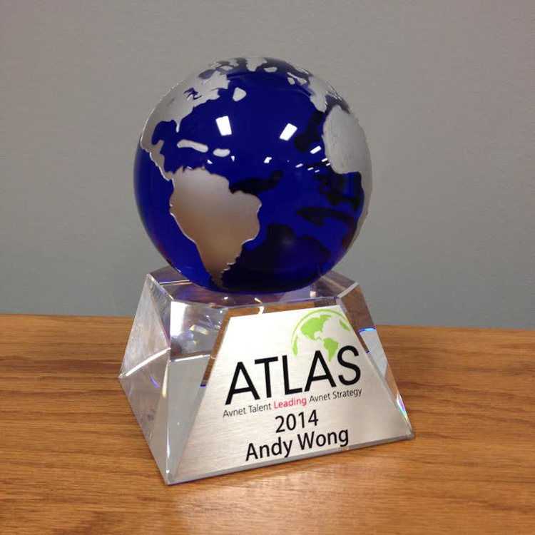 Personalized Blue Glass Crystal Globe Awards MH-Q0146