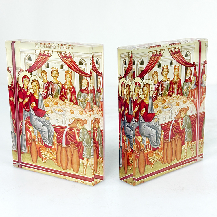 Personalized Holy Family rectangle Shape Glass Crystal Paperweight MH-F0671