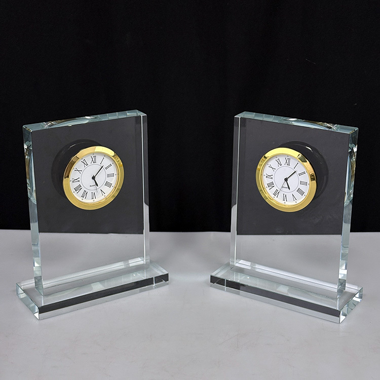 Optical Rectangle Glass Crystal Desk Clock MH-C0211