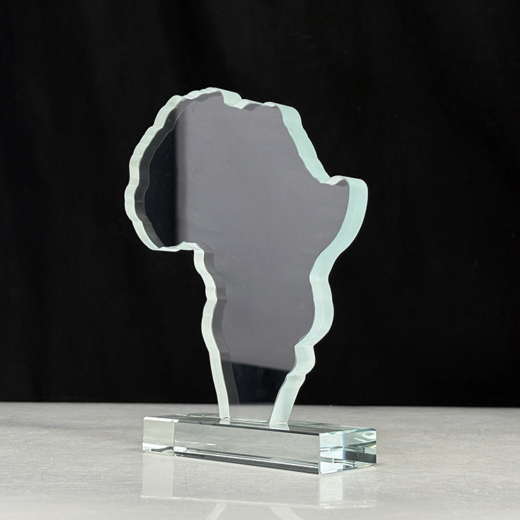 Water Cutting Africa Shape Jade Glass Crystal Trophy MH-J0584