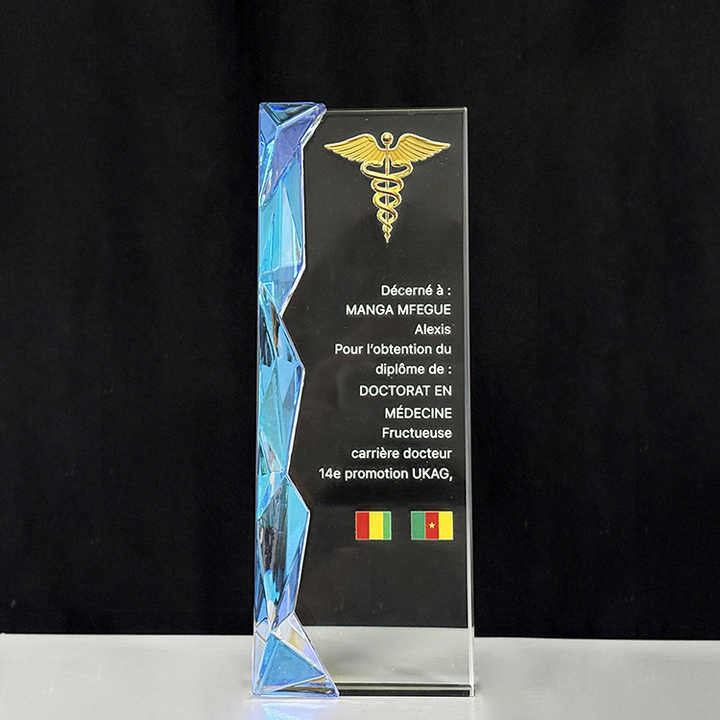 New Design Rainbow Diamond Clear Crystal Glass Awards Plaque Trophy MH-LJ0306