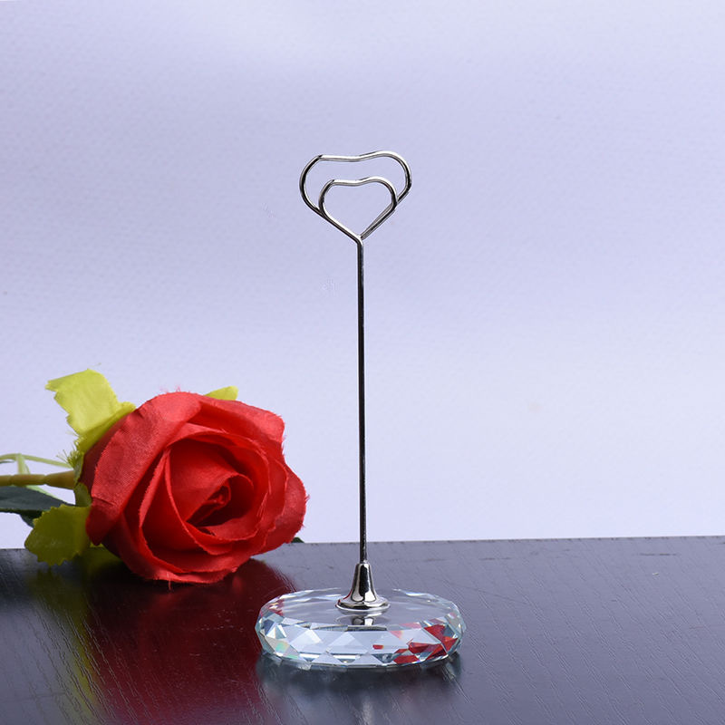 Crystal Glass Round Memo Clip Card Holder