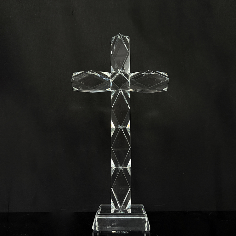 Standing Glass Crystal Cross Figurine MH-15561