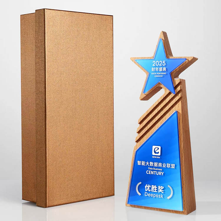 Personalized Crystal Star Wooden Plaque Crystal Trophy MH-FJ0050