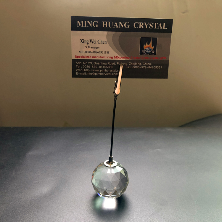 Cut Crystal Ball Photo Place Name Card Holder MH-B0374