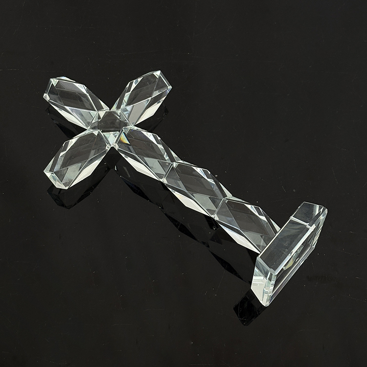 Standing Glass Crystal Cross Figurine MH-15561