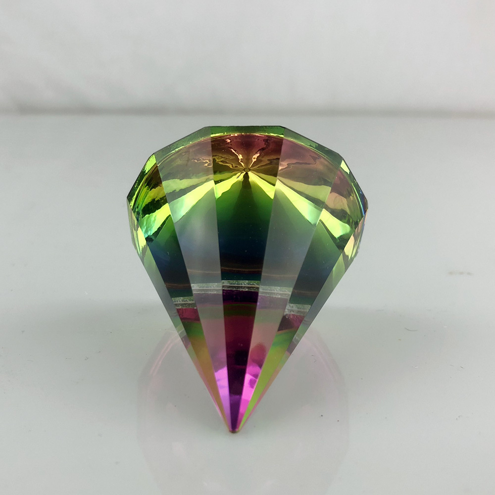 Crystal Rainbow Faceted Cone with Dome Pyramid Paperweight MH-F0577