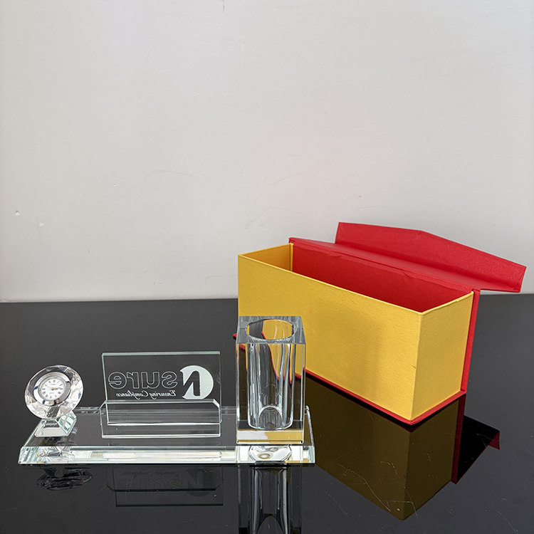 Multi-functional Three in One K9 Crystal Electronic Clock Pen Holder with Office Business Gifts MH-B0376