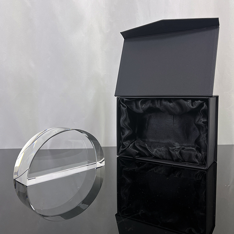 Laser Art Crystal Clear Glass Lighthouse Arch Half Moon Paperweight MH-F0442