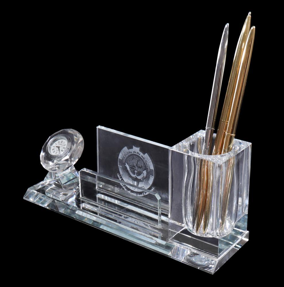 Multi-functional Three in One K9 Crystal Electronic Clock Pen Holder with Office Business Gifts MH-B0376