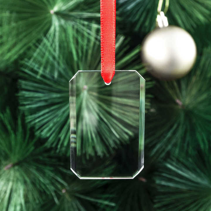 2026 Wholesale High Quality K9 Blank Crystal Ornament Christmas Rectangle Ornament Glass Customized Clear K9 Glass Ornament