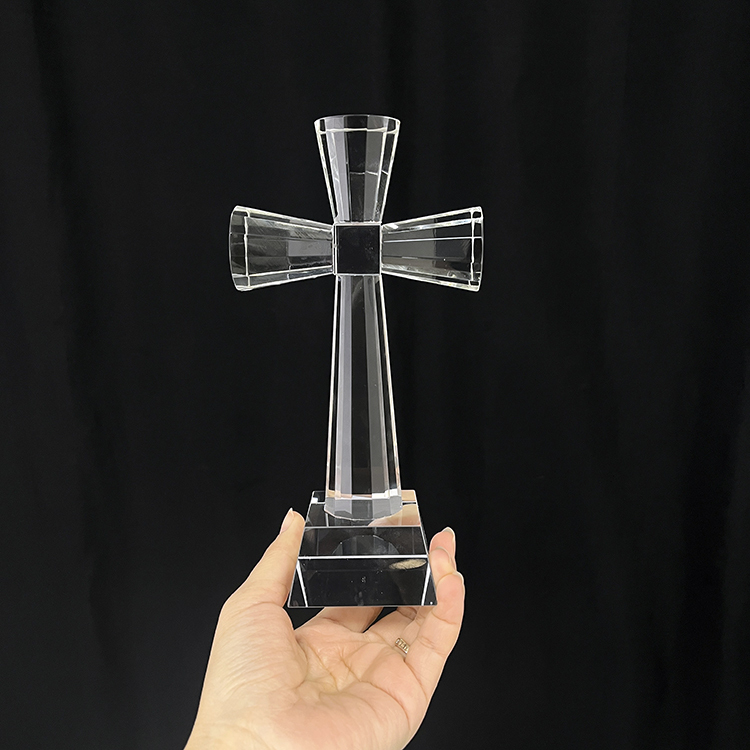 10x19cm Clear Crystal Glass Standing Cross MH-15554