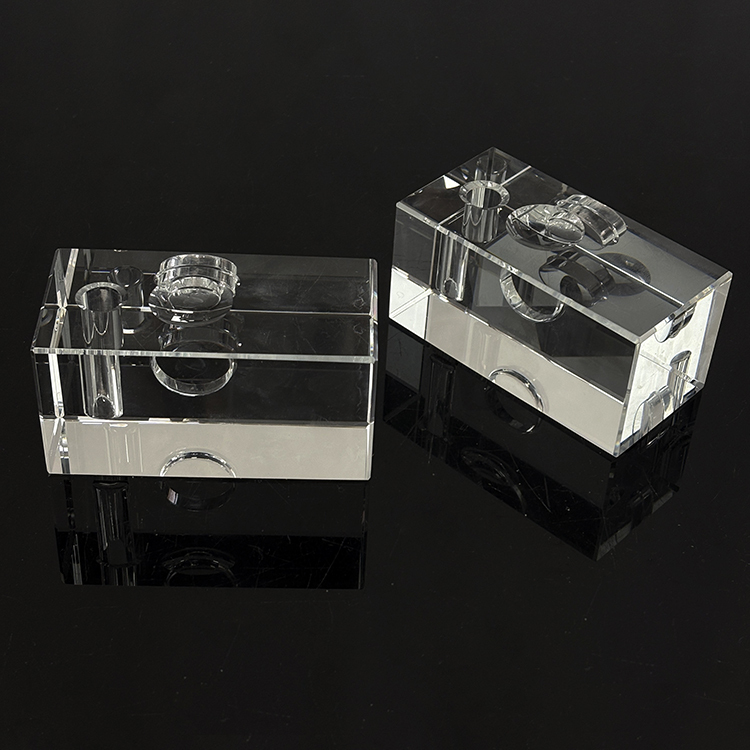 Blank Crystal Block Cube Paperweight with Pen Holder MH-F0677