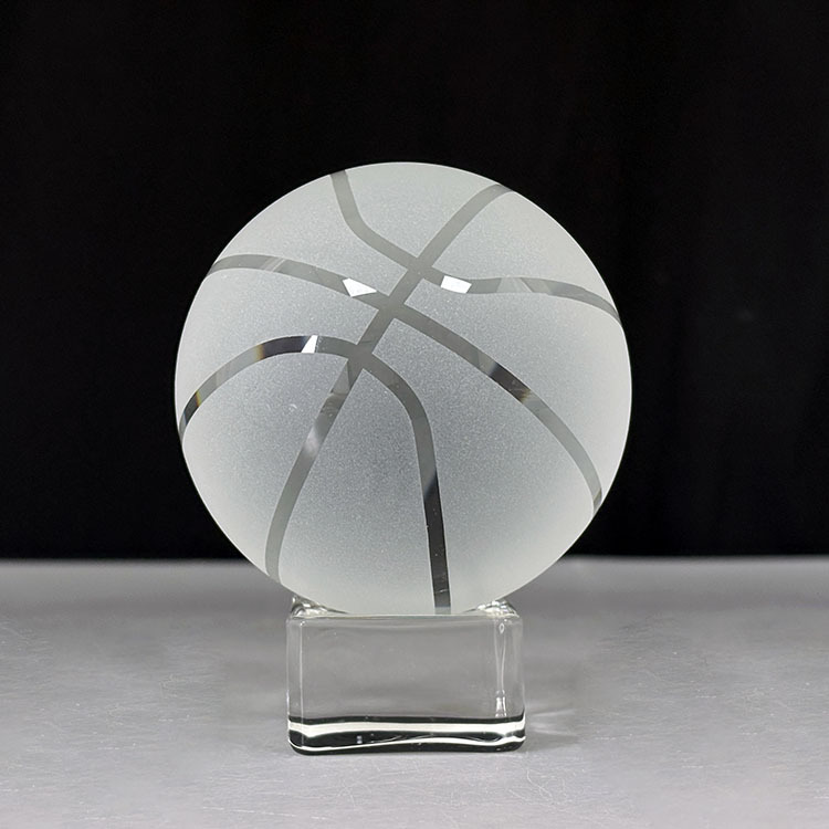 Optical Crystal Glass Basketball with Base Sports Events MH-Q0143