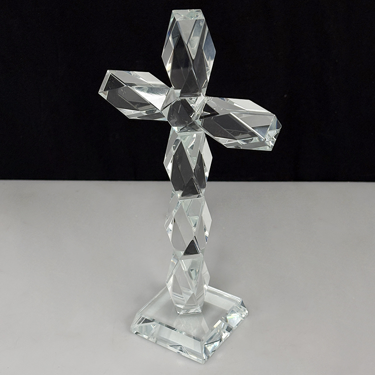 Standing Glass Crystal Cross Figurine MH-15561