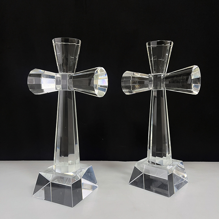 10x19cm Clear Crystal Glass Standing Cross MH-15554
