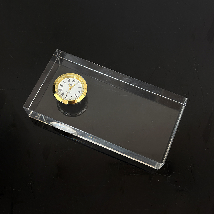 Optical Rectangle Glass Crystal Desk Clock MH-C0216