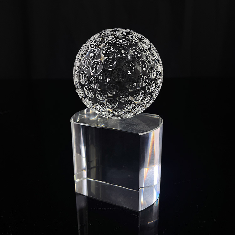 Crystal Glass Golf Ball Paperweight with Base MH-Q0270