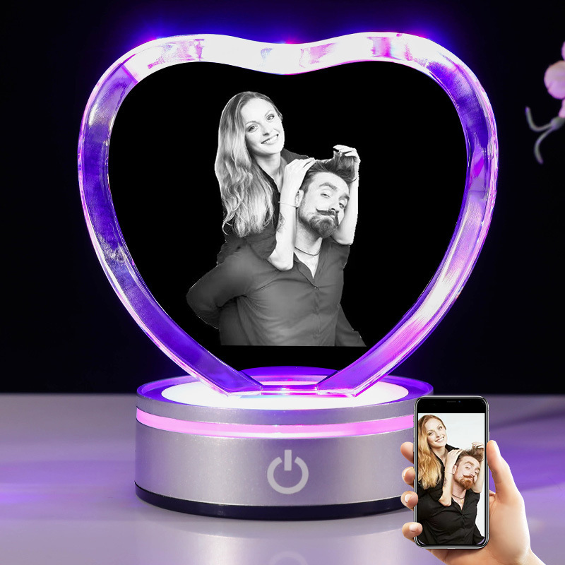 3d Laser Clear Glass Crystal Heart Anniversary Wedding Gift MH-F0512