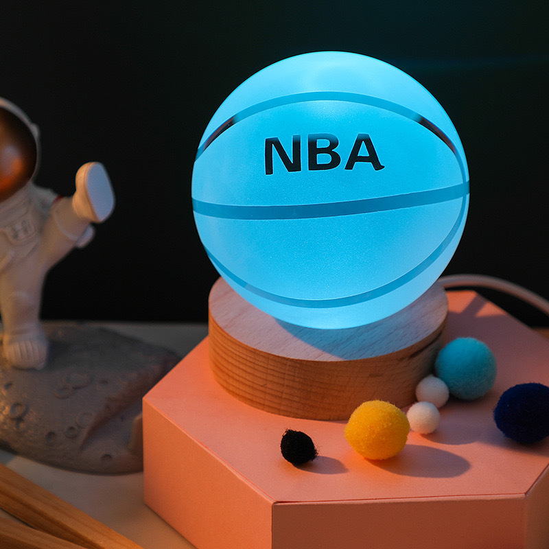 Small Night Light Basketball Football with Wooden Led Light Base MH-Q0265