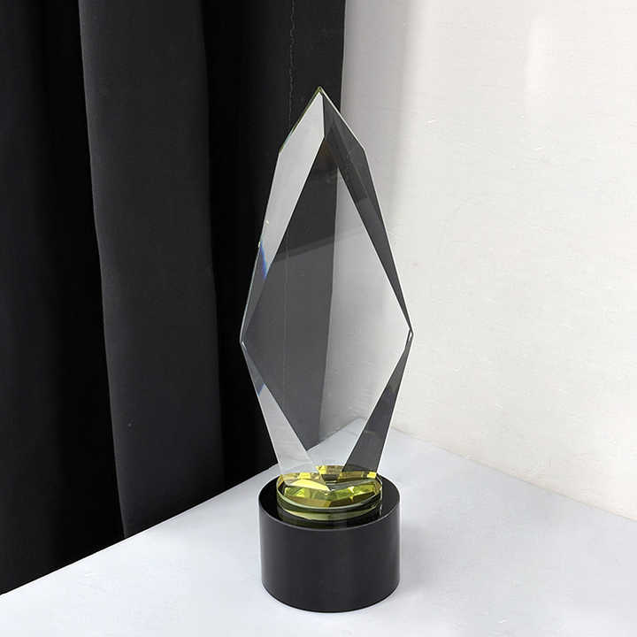 Blank Glass Crystal Trophy with Round Black Base MH-J0655